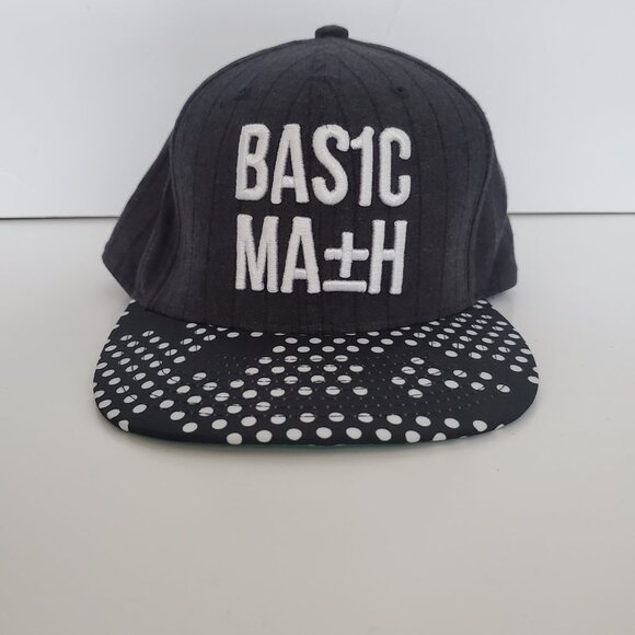 Newer BASIC MATH Snap Back Hat Sport Baseball Cap Black White Green Embroidered - Picture 2 of 8